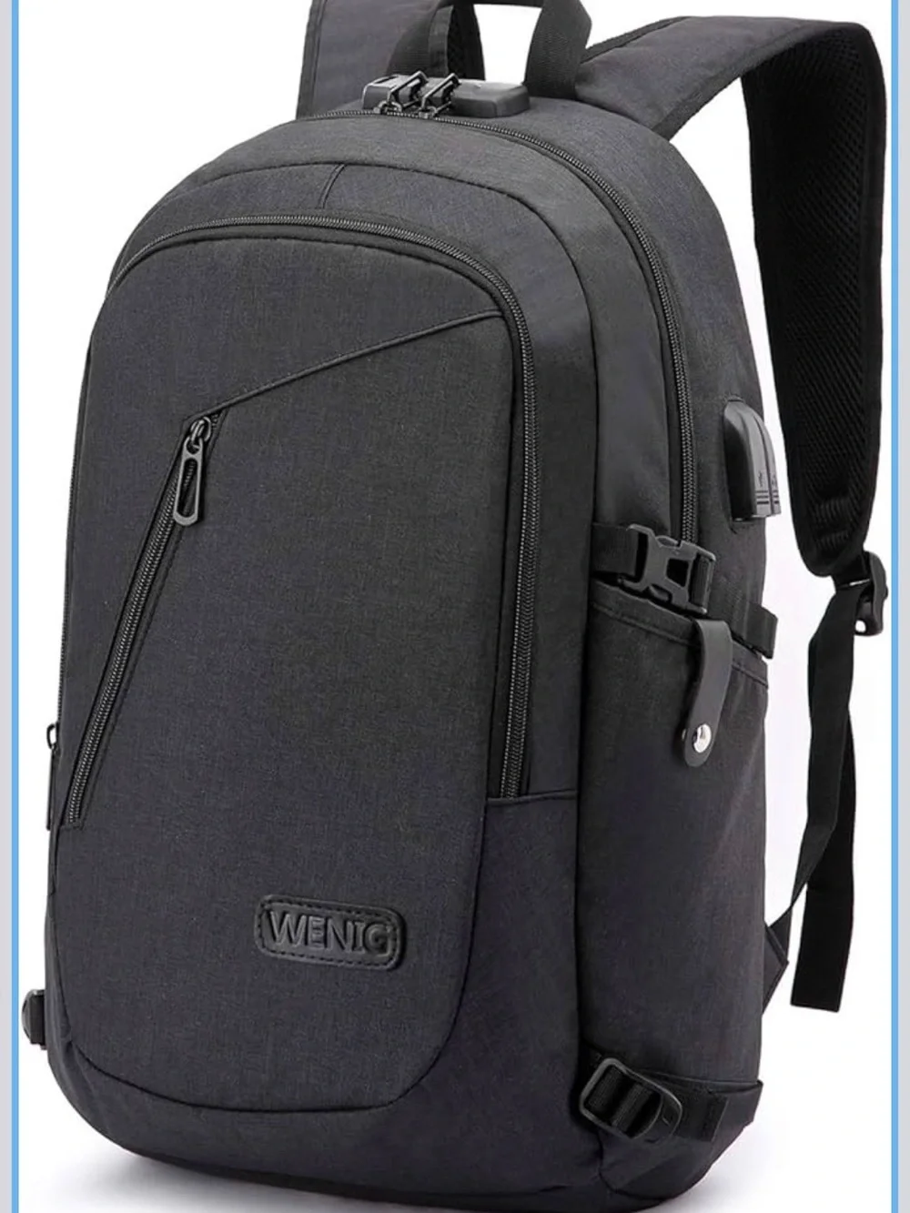 WENIG Black Travel & Commuter Backpack